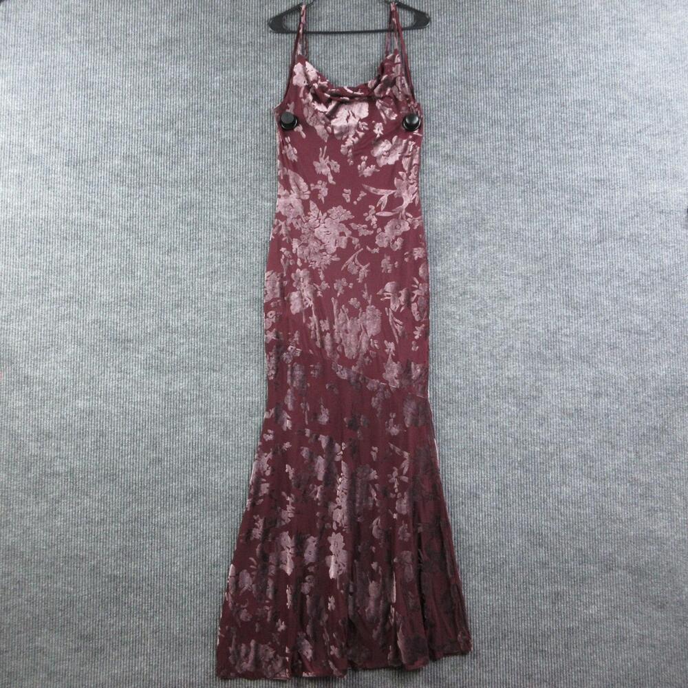 FORE Dress Womens M Red Cowl Neck Slip Dress Velvet Lined Long 63in Party